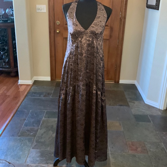 Anthropologie Dresses & Skirts - Beautiful Anthropologie Halter Dress in a gorgeous dark grey embossed fabric.